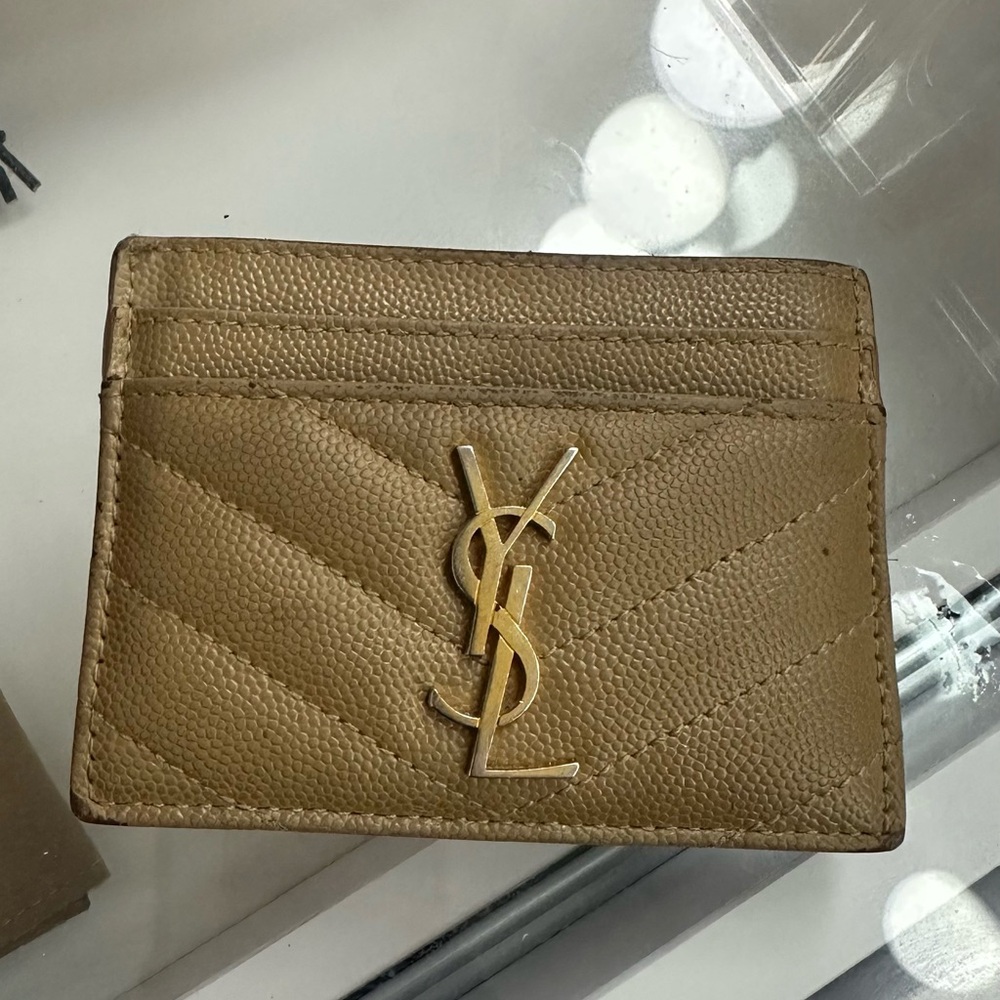 Yves Saint Laurent Gold-Tone Logo Card Holder